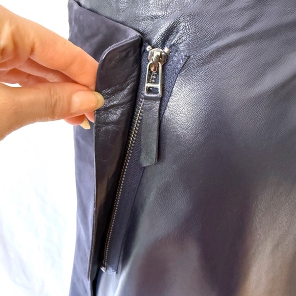Dark Blue Leather and Suede Wrap Skirt, 31" waist Medium Large - Picture 3 of 8
